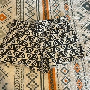 Super cute RSQ booty shorts. Black and white heart design.
